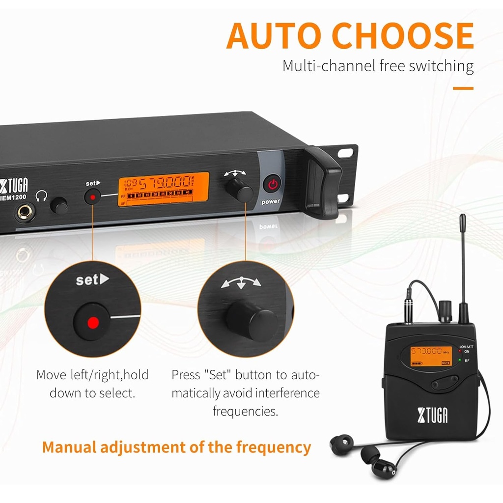 XTUGA IEM-1200-4 in-er Cuatro Belt-Pack Monitor personal de Oído Inalámbrica 2 Mezclas Estéreo f