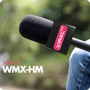 MOVO WMX-HM + HMF-1 MANGO BASE PARA WIRELESS con Bandera Micrófono de entrevistas, conferencias, reporteros, podcasts, YouTube