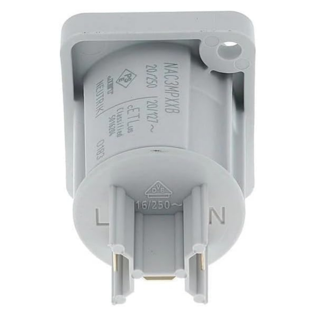 NEUTRIK NAC3MPXXB CONECTOR POWERCON CORRIENTE 20A 250V CHASIS BLANCO