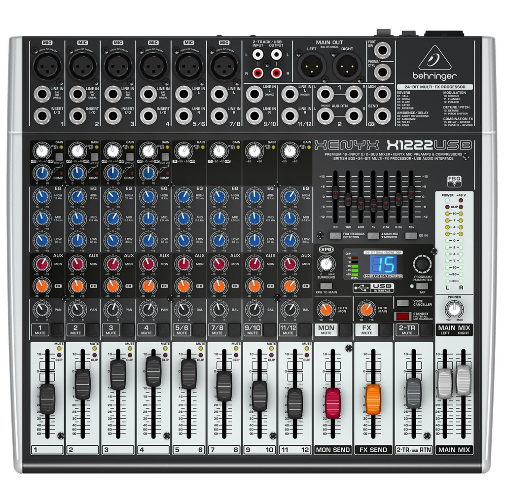 BEHRINGER XENYX X1222USB Consola 12 Entradas, 2 BUS, con Efectos, USB, Interfaz