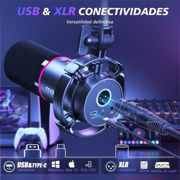 MAONO PD200X Micrófono De Estudio USB Condensador Podcast