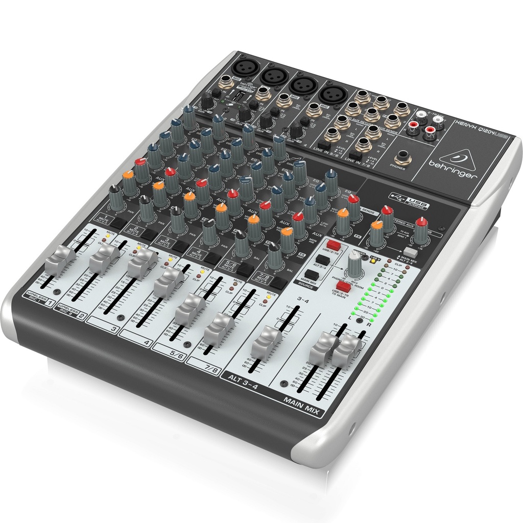 BEHRINGER Q1204 CONSOLA 12 ENTRADAS Y 2 BUSES, CON EFECTOS, USB, INTERFAZ