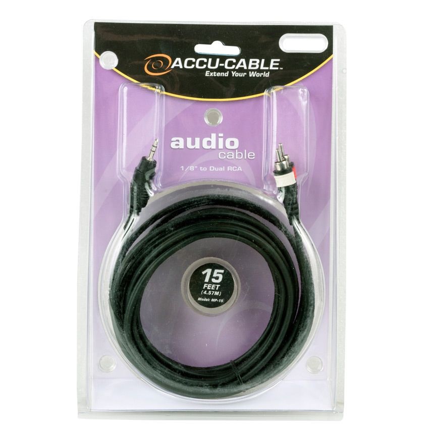 ACCU-CABLE AUDIO AUXILIAR ESTEREO DE MINI PLUG A DOBLE RCA MACHO