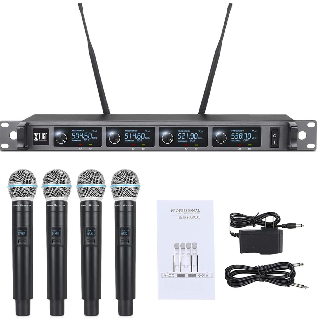 XTUGA A140 MICROFONOS INALAMBRICOS Mano UHF 4 Canales