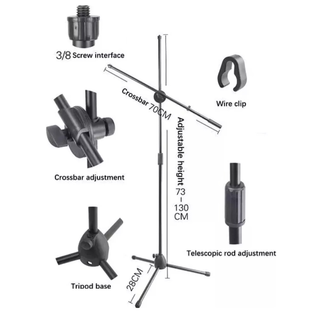 PARAL STAND PEDESTAL SOPORTE PARA MICROFONO CON BOOM LIVIANO ECONOMICO