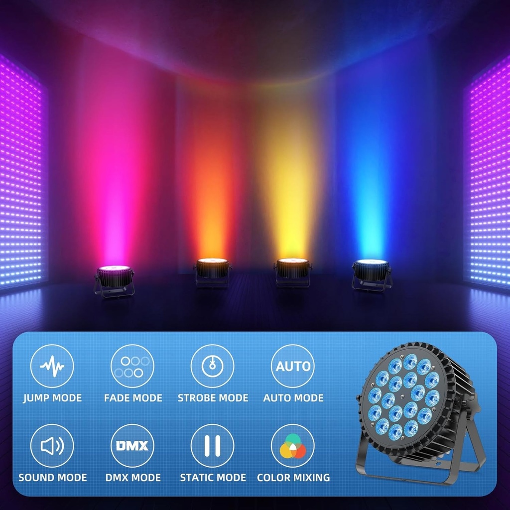 HOLDLAMP ZQ-01510 LUZ PAR RGBWA+UV DMX 12 LED x 5W