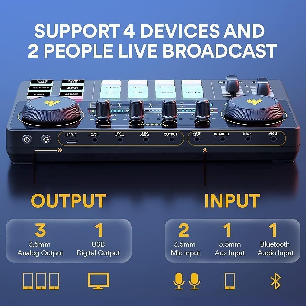 MAONO AU-AM200 Paquete de equipo de podcast con interfaz y micrófono dinámico XLR