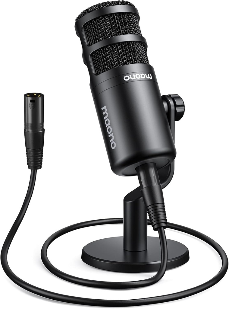 MAONO PD100 Micrófono De Estudio Dinámico para Podcast Con Pedestal de Mesa