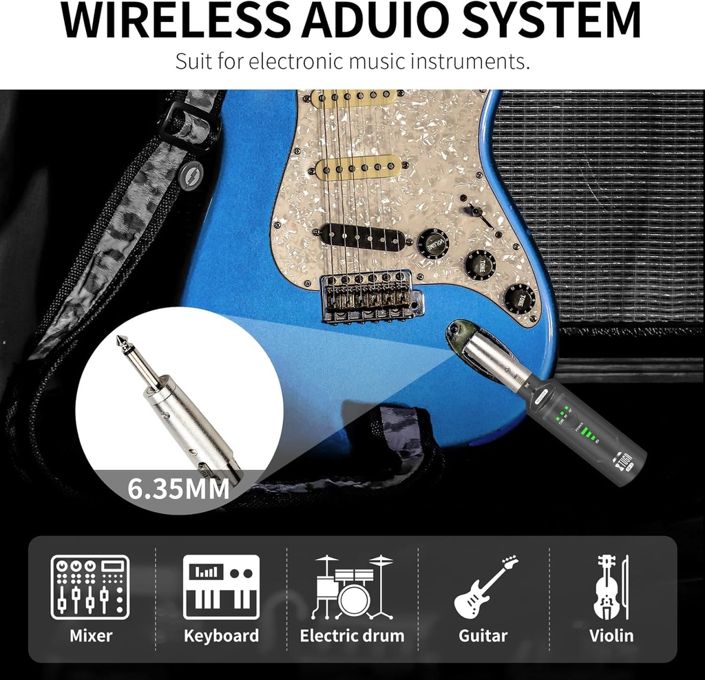 XTUGA SF-1 Transmisor Receptor de Micrófono Inalámbrico XLR, Señal de Audio o Sistema PA, Con Alimentación Phantom de 48V