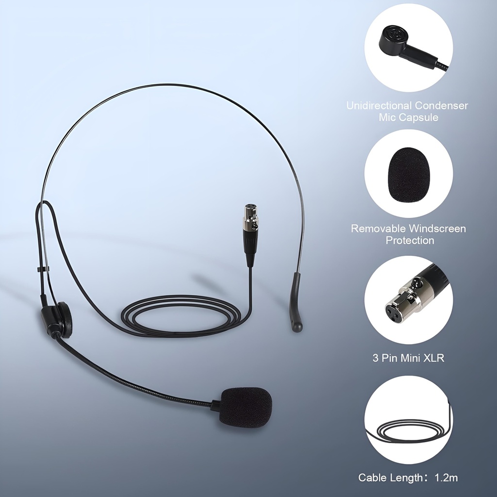 PHENYX PRO PTU-52B MICROFONO INALAMBRICO Set Manos Libres Headset y Balita UHF 2 Canales