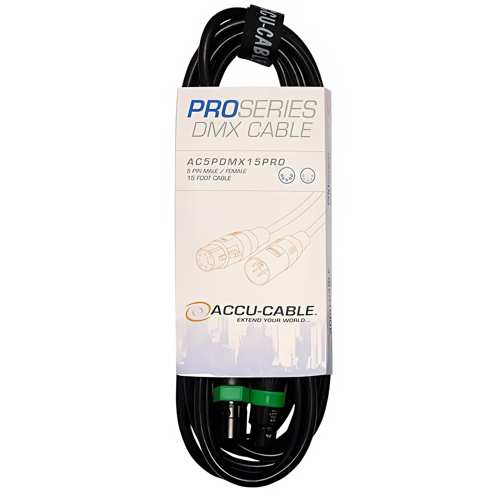 ACCU CABLE AC5PDMX15PRO Cable DMX XLR 5 Pines 4.50mts