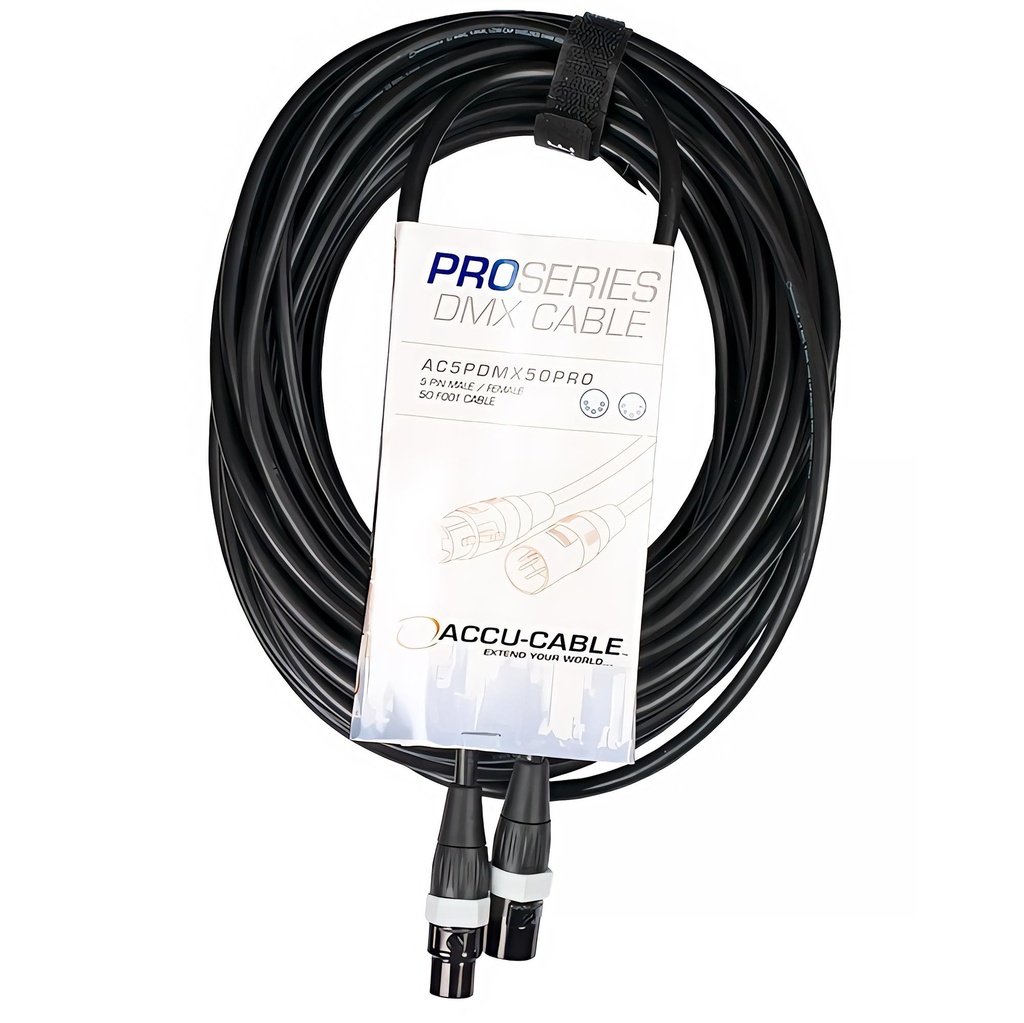 ACCU CABLE AC5PDMX50PRO Cable DMX XLR 5 Pines 15mts