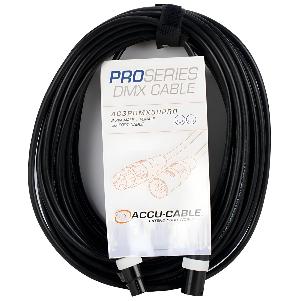 ACCU CABLE AC3PDMX50PRO Cable DMX XLR 3 Pines 15mts