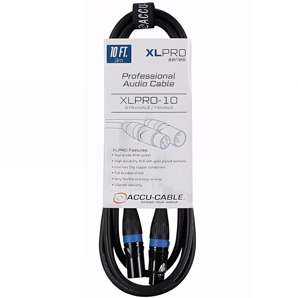 ACCU CABLE XLPRO-10 Cable de Micrófono XLR A XLR 3MTS