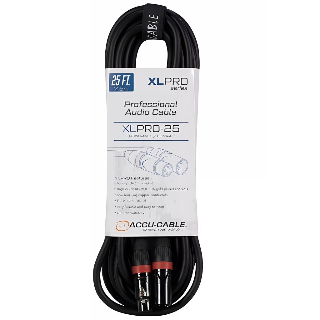 ACCU CABLE XLPRO-25 Cable de Micrófono XLR A XLR 7.5 MTS