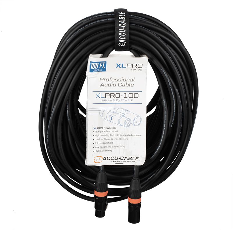 ACCU CABLE XLPRO-100 Cable de Micrófono XLR A XLR 30MTS