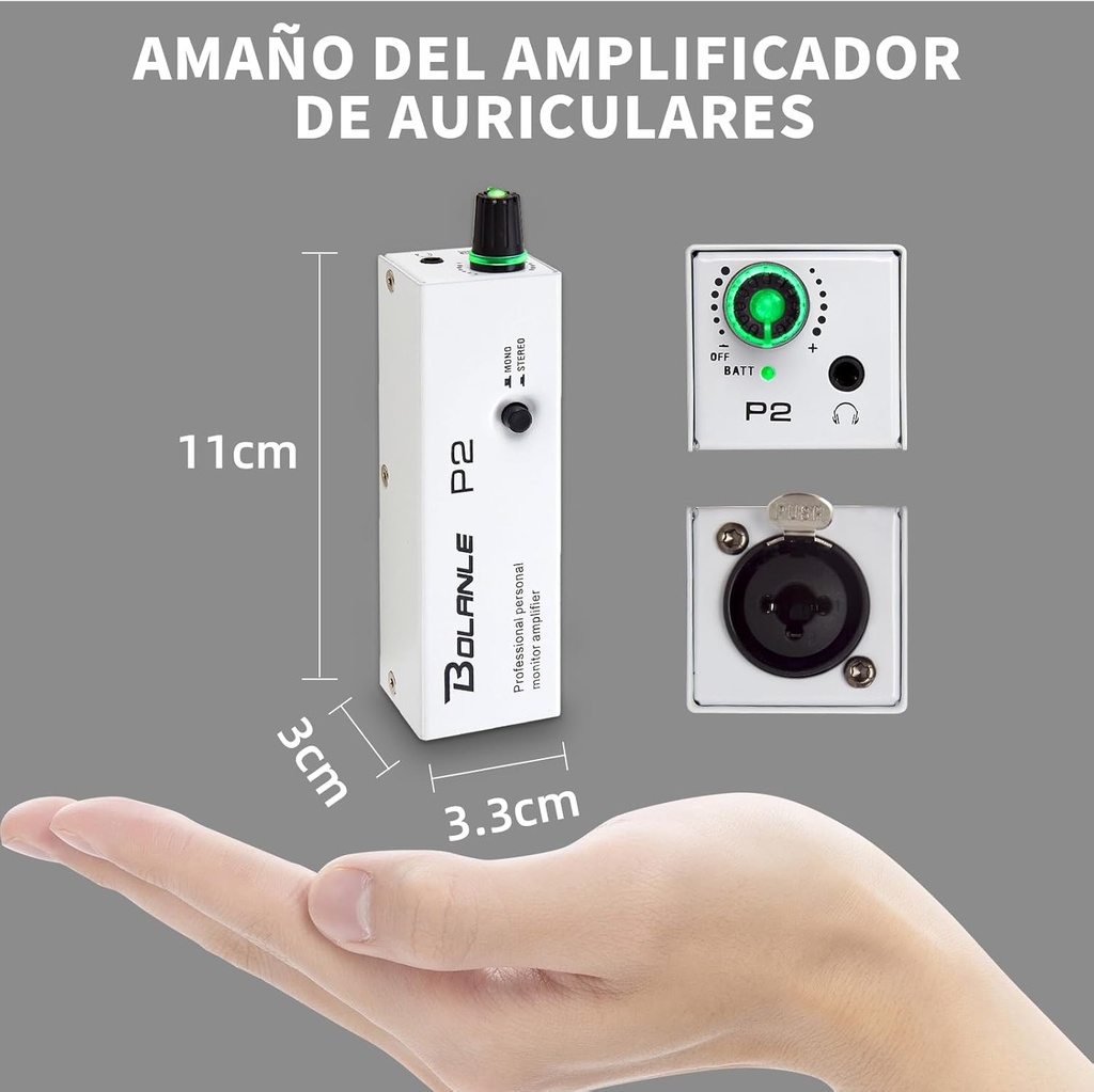 BOLANLE P2 In-Ear Belt-Pack Monitor Personal de Oído (AMPLIFICADOR DE AUDIFONO)