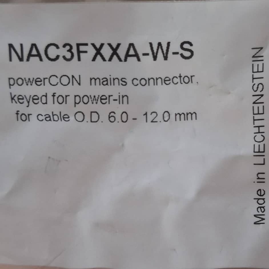 NEUTRIK NAC3FXXA-W-S POWERCON CORRIENTE 20A 250V AEREO AZUL Para De Cable De 6 a 12 mm