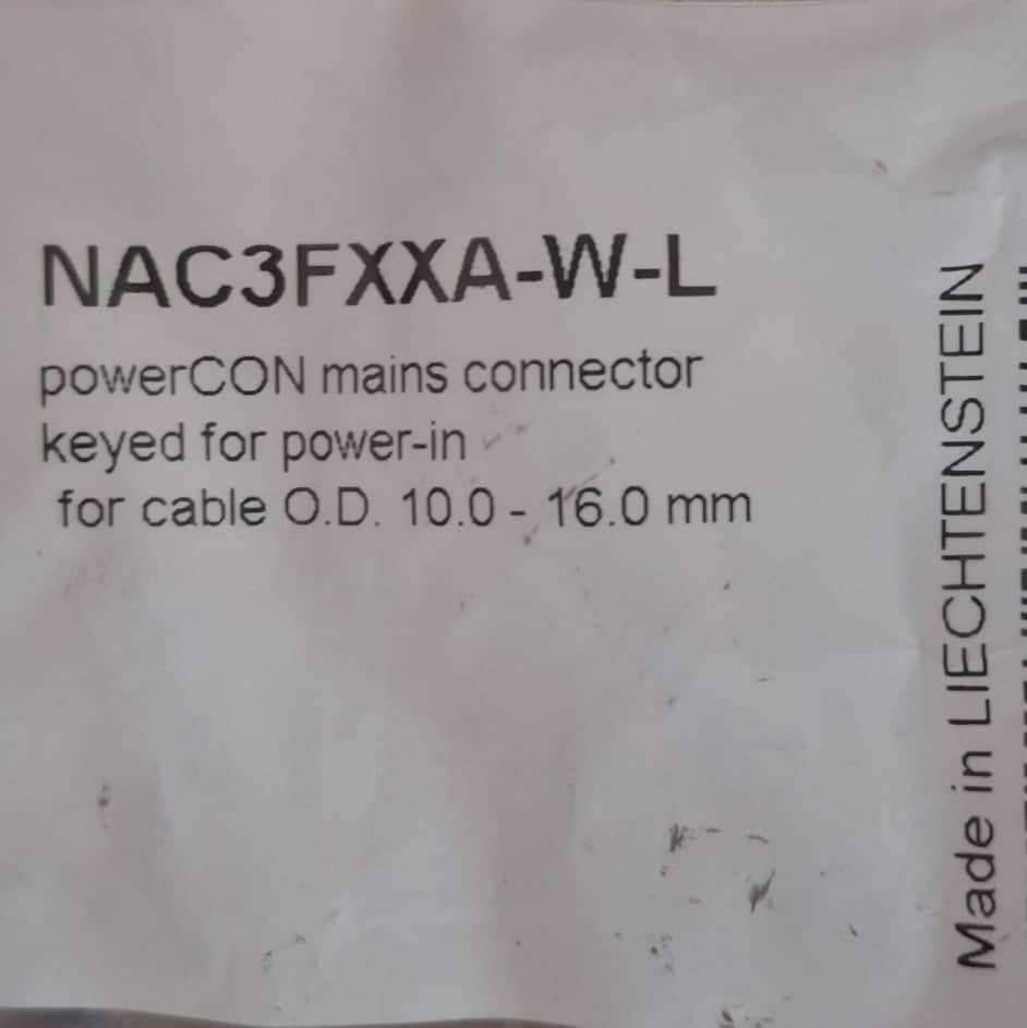 NEUTRIK NAC3FXXA-W-L POWERCON CORRIENTE 20A 250V AEREO AZUL Para De Cable De 10 a 18 mm