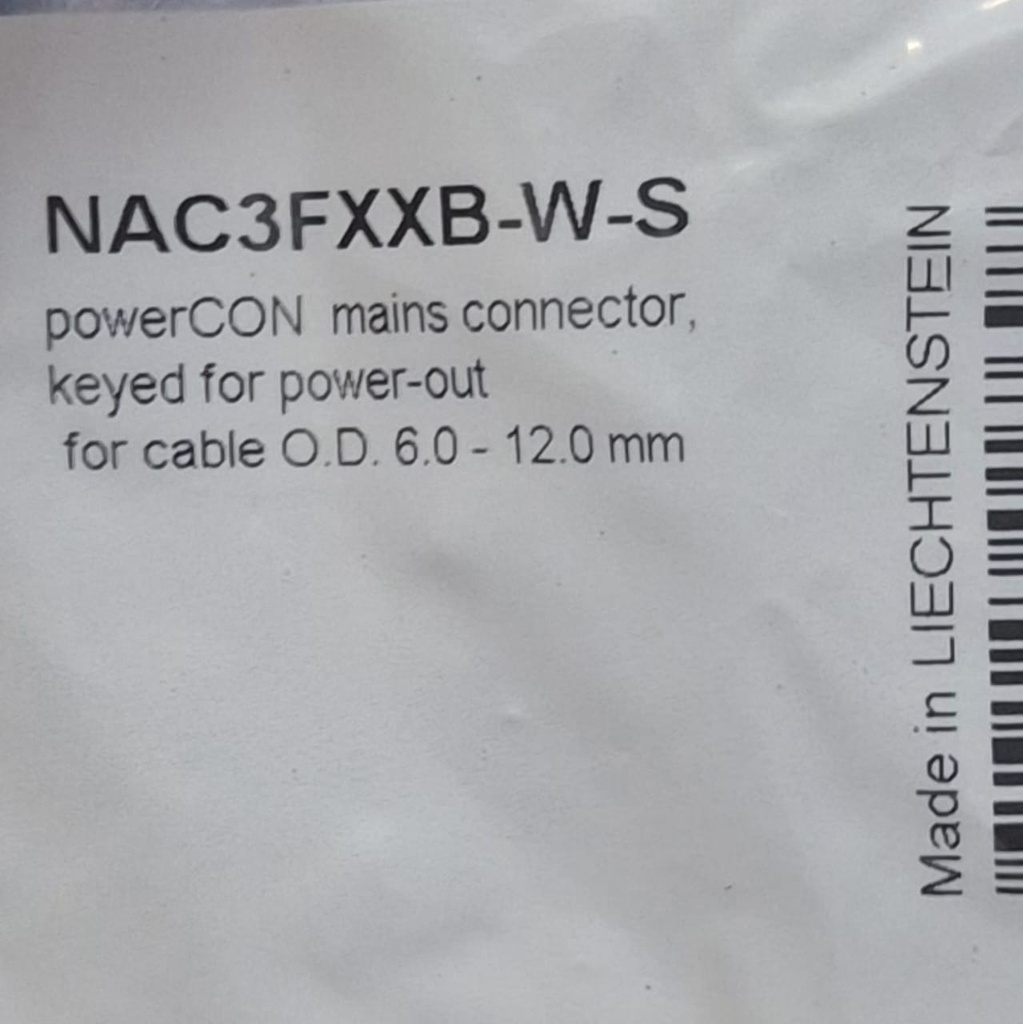 NEUTRIK NAC3FXXB-W-S POWERCON CORRIENTE 20A 250V AEREO GRIS Para De Cable De 6 a 12 mm