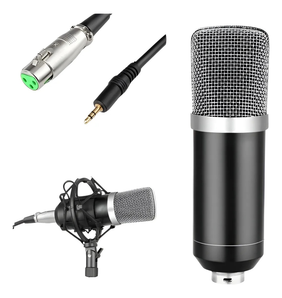 CHINO BM800 Micrófono Estudio Grabación De Condensador Con Paral Tipo Radio y Antipop