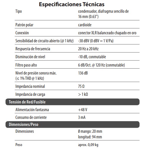 BEHRINGER MICROFONOS DE INSTRUMENTO CONDENSADOR CARDIOIDE (PAR)