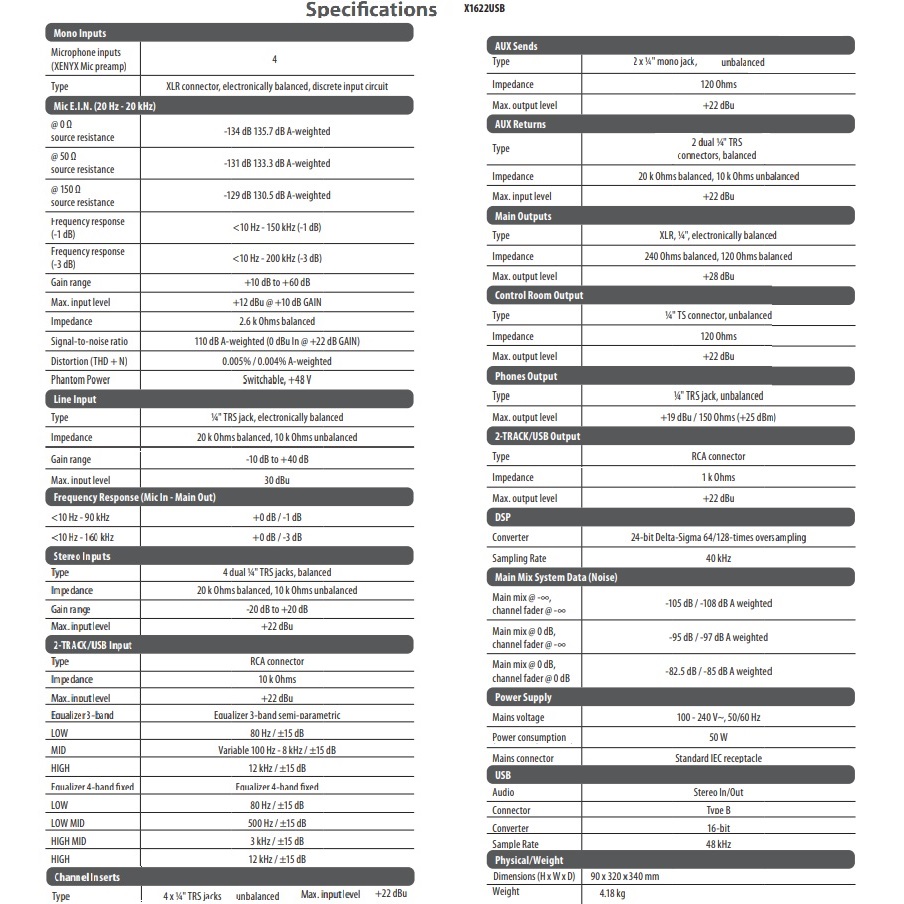 BEHRINGER CONSOLA 16 ENTRADAS 2/2 BUSES, CON EFECTOS, USB, INTERFAZ