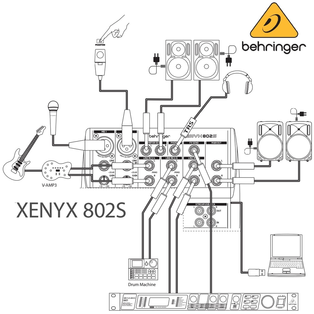 BEHRINGER CONSOLA8 ENTRADAS, CON USB, INTERFAZ