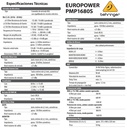 BEHRINGER EUROPOWER CONSOLA AMPLIFICADA 10 CANALES 1600W