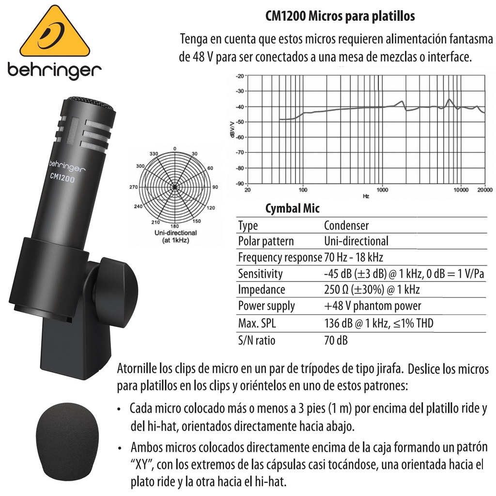 BEHRINGER MICROFONOS DE INSTRUMENTO PARA BATERIA COMBO DE 7 PIEZAS