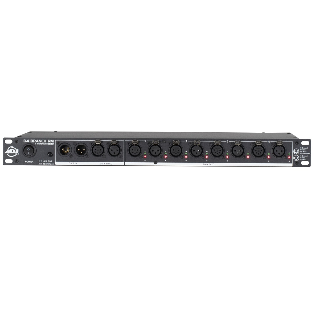 ADJ D4 BRANCH RM Distribuidor / Amplificador de Señal DMX 4 CANALES