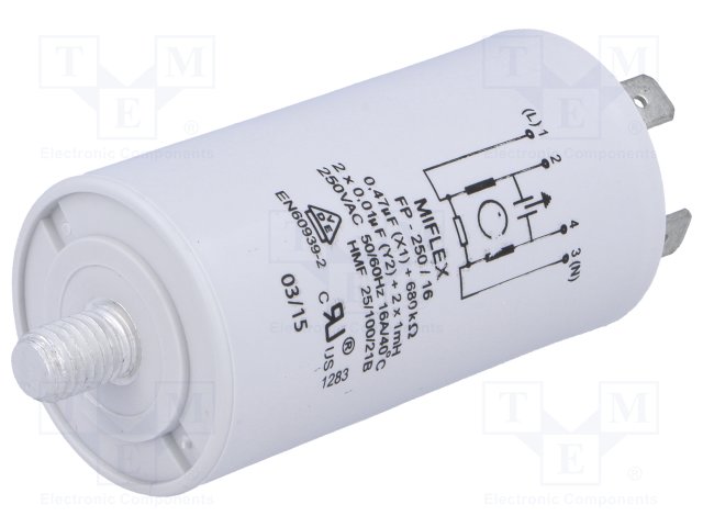 REPUESTO ROBE FILTRO CONTRA INTERFERENCIAS DE RED 250VCA; CX: 0,47UF; CY: 10NF MARCA MIFLEX MODELO FP-250/16 - ROBE 13050328