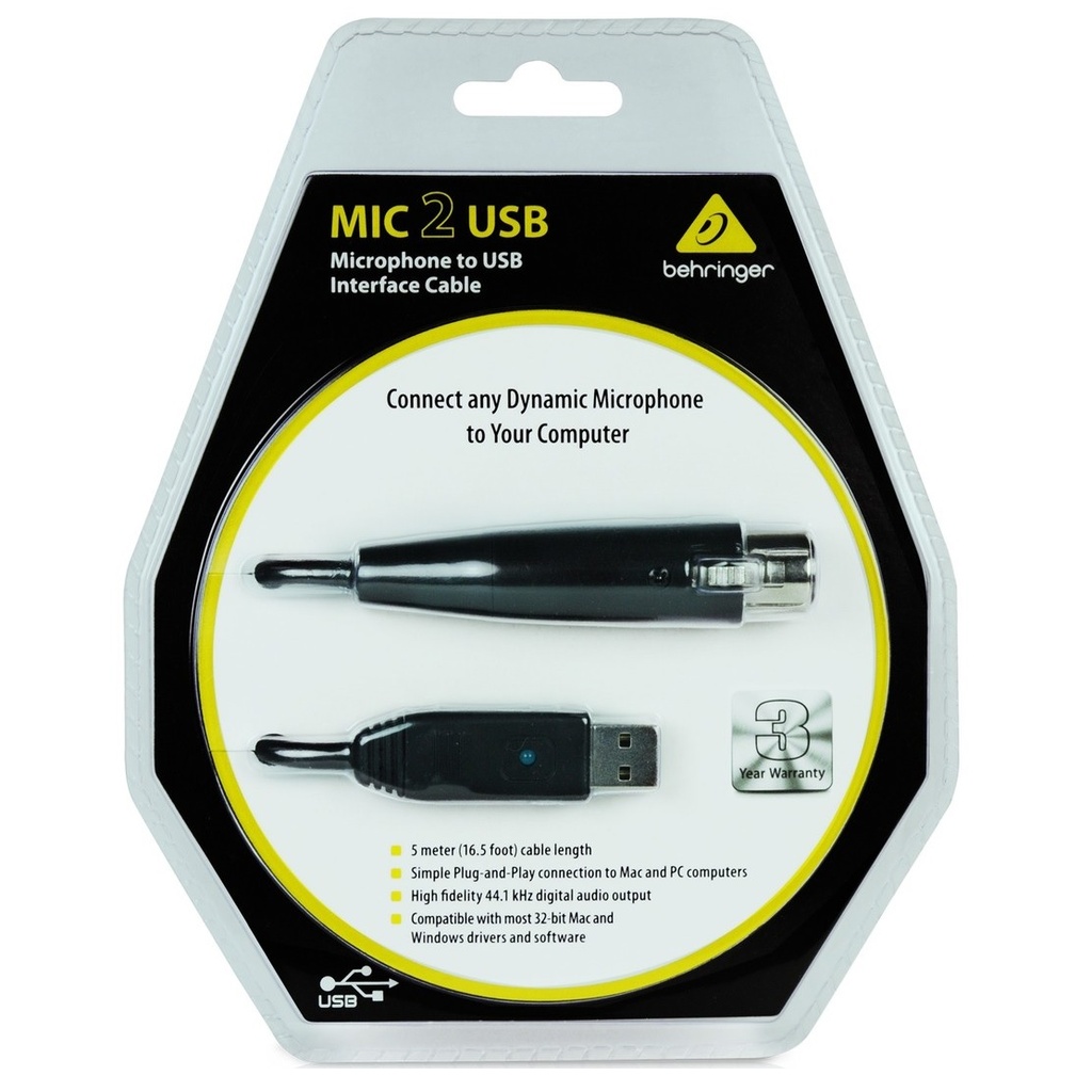 BEHRINGER MIC 2 USB Cable de Interfaz de Micrófono a  USB