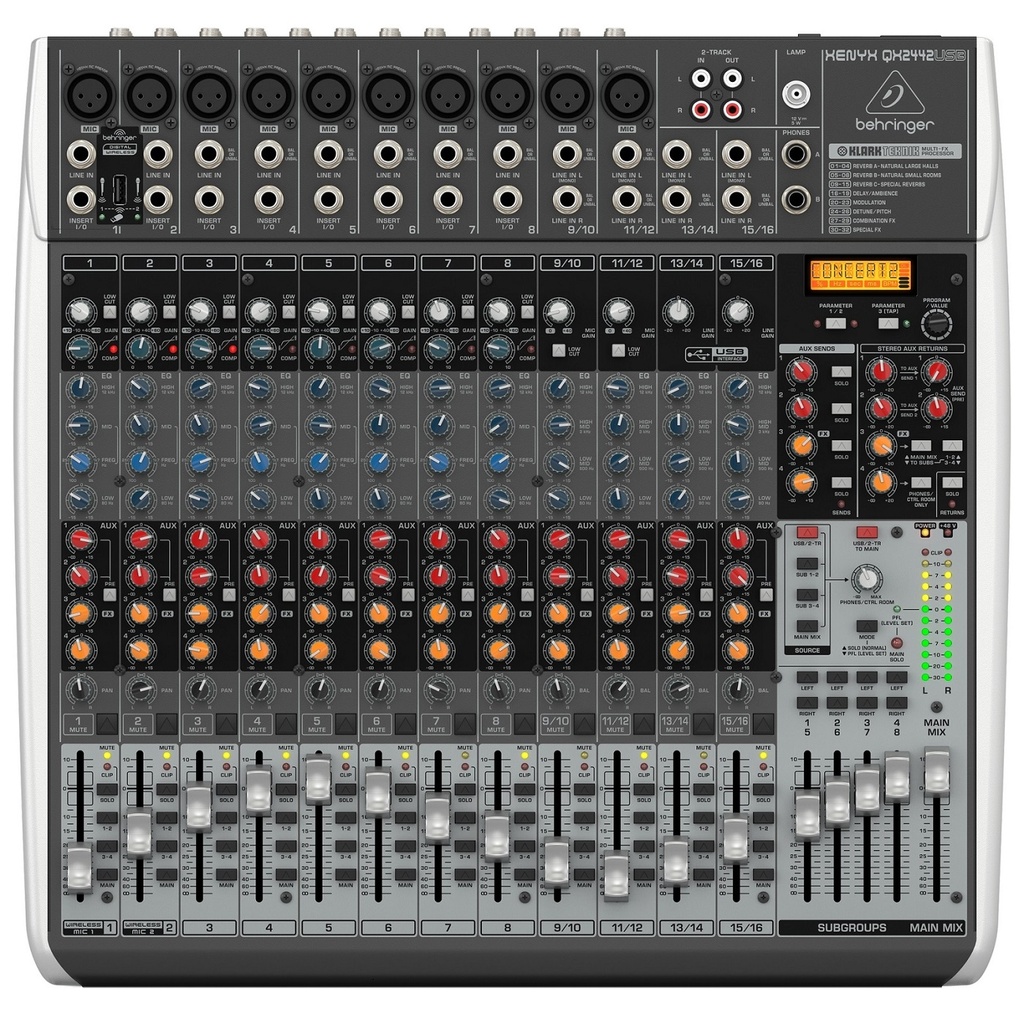 BEHRINGER XENYX QX2442USB Consola 24 Entradas, 4/2 BUS, con Efectos, USB, Interfaz