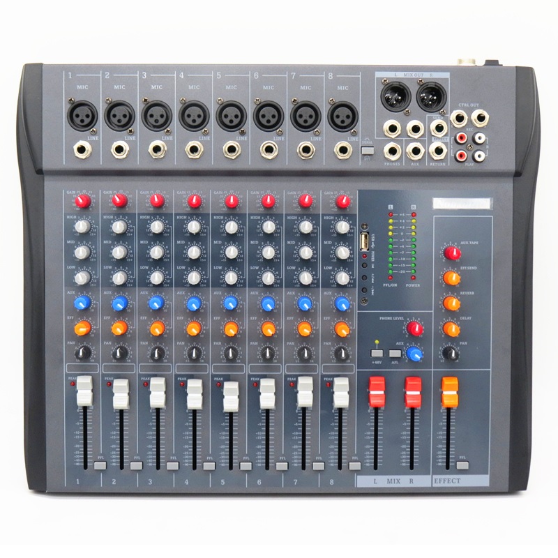 CONSOLA CHINA CT80 8 CANALES EN XLR / PLUG CON MP3 Y PHAPTOM