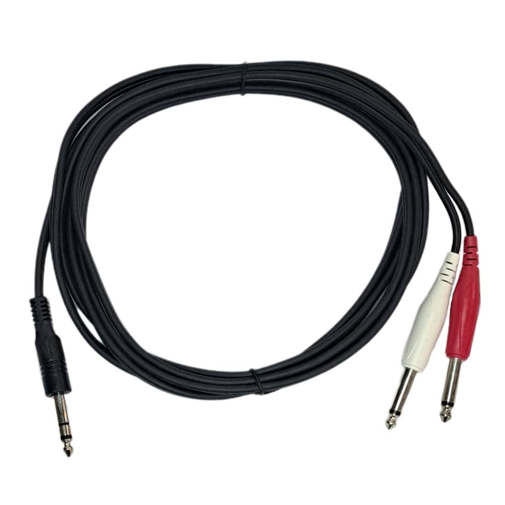 SAYPRO Cable De Audio Plug Estereo Grande a Doble Plug Mono Grande 3 mt