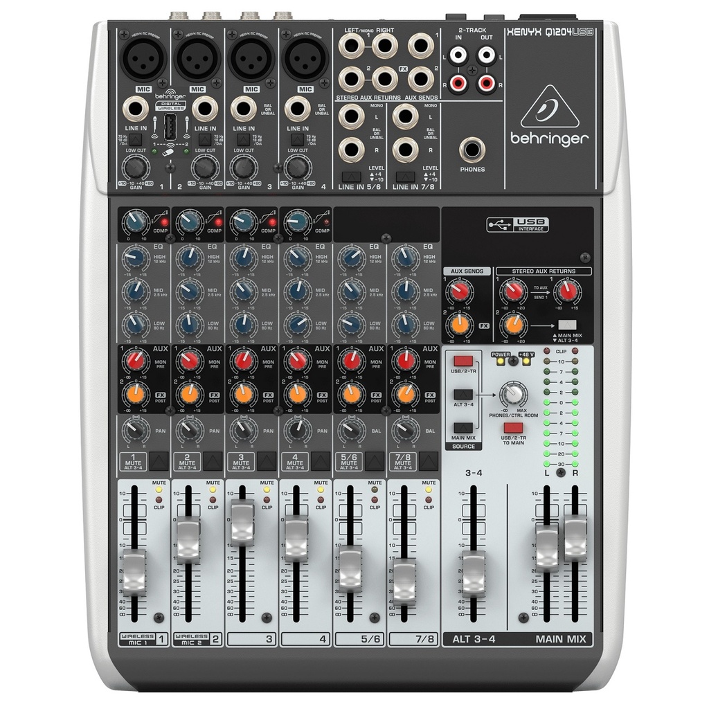 BEHRINGER XENYX Q1204USB Consola 12 Entradas, 2 BUS, USB, Interfaz