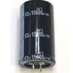 REPUESTO CAPACITADOR 63V 15000uF FILTRO CONDENSADOR -40+105°C, mide 6,1cms ALTO x 3,5cms ANCHO