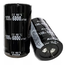 REPUESTO CAPACITADOR 100V 6800UF FILTRO CONDENSADOR -40+105°C, mide 6,1cms ALTO X 3,5cms ANCHO