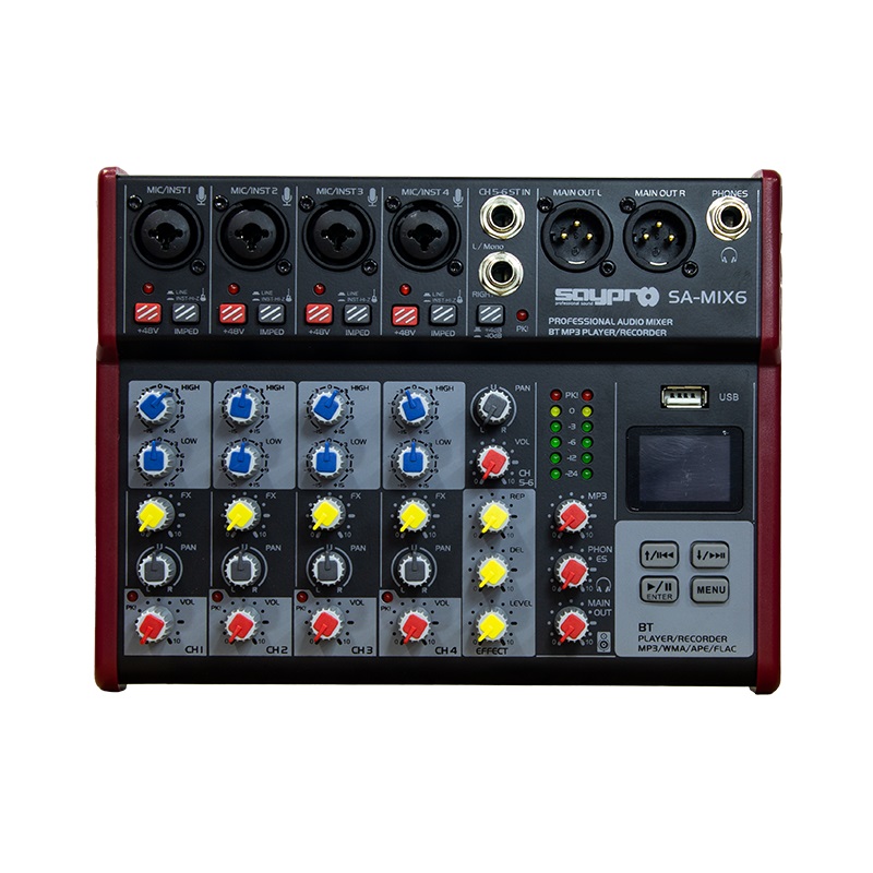 SAYPRO SA-MIX6 Consola 6 Entradas, Bluetooth y Phantom