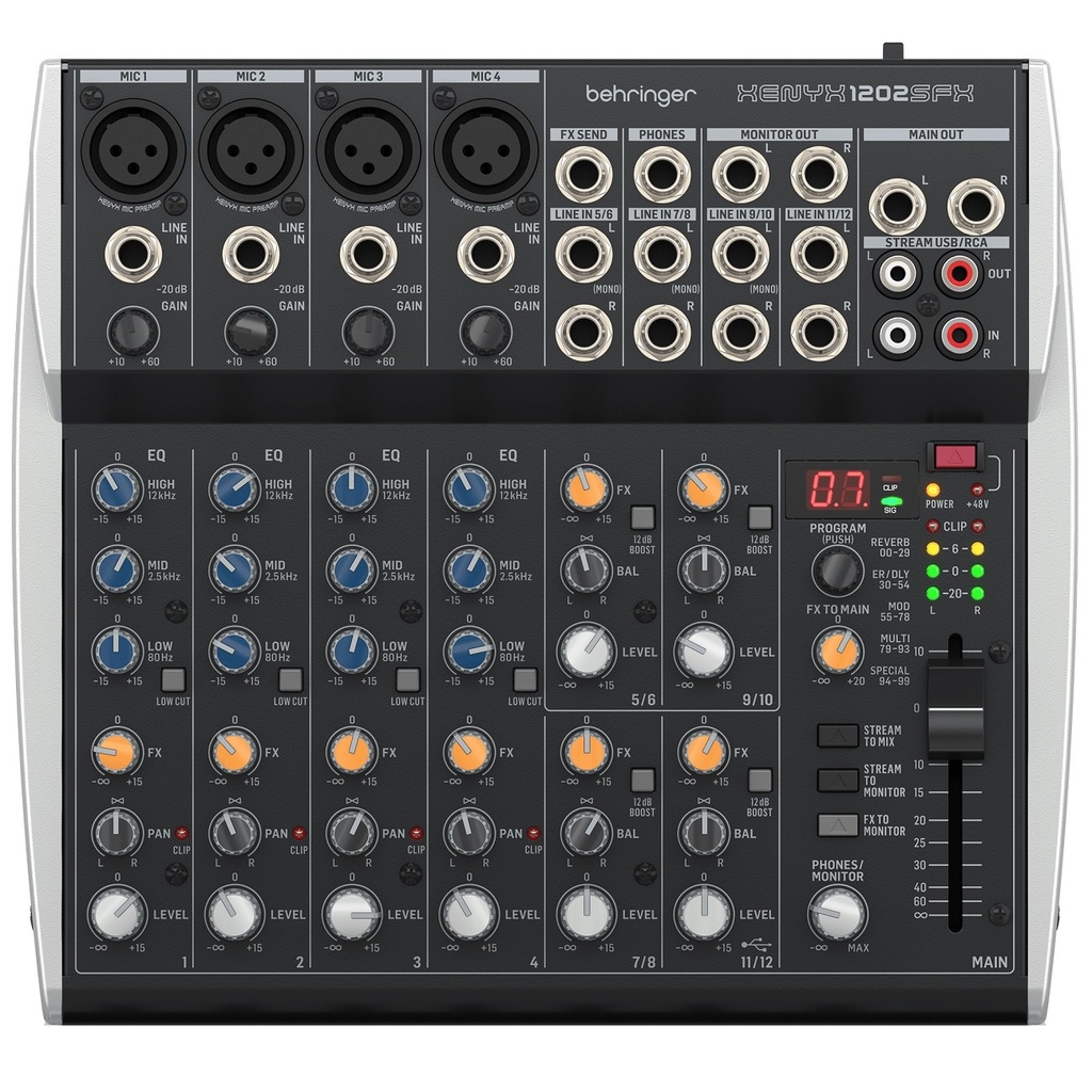 BEHRINGER XENYX 1202SFX Consola 12 Entradas, USB, Streaming Interfaz