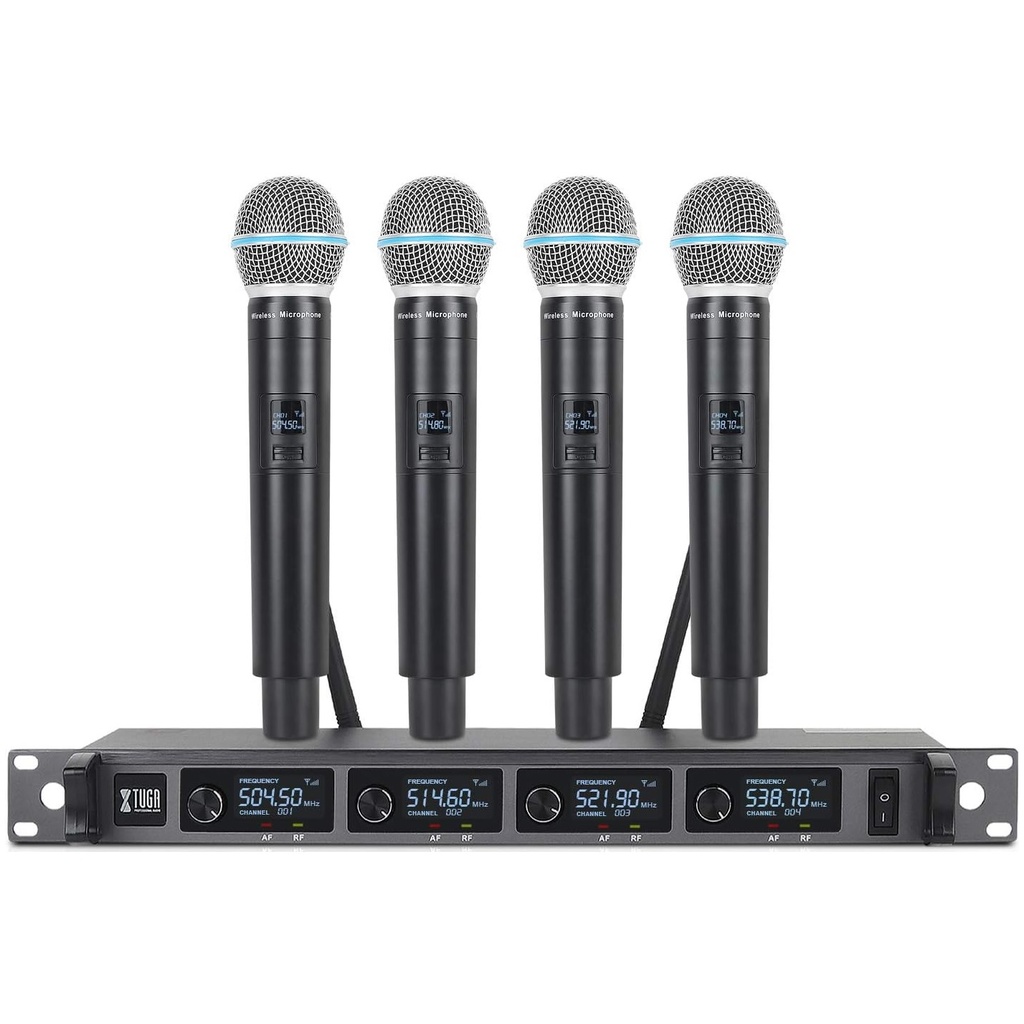 XTUGA A140 MICROFONOS INALAMBRICOS Mano UHF 4 Canales