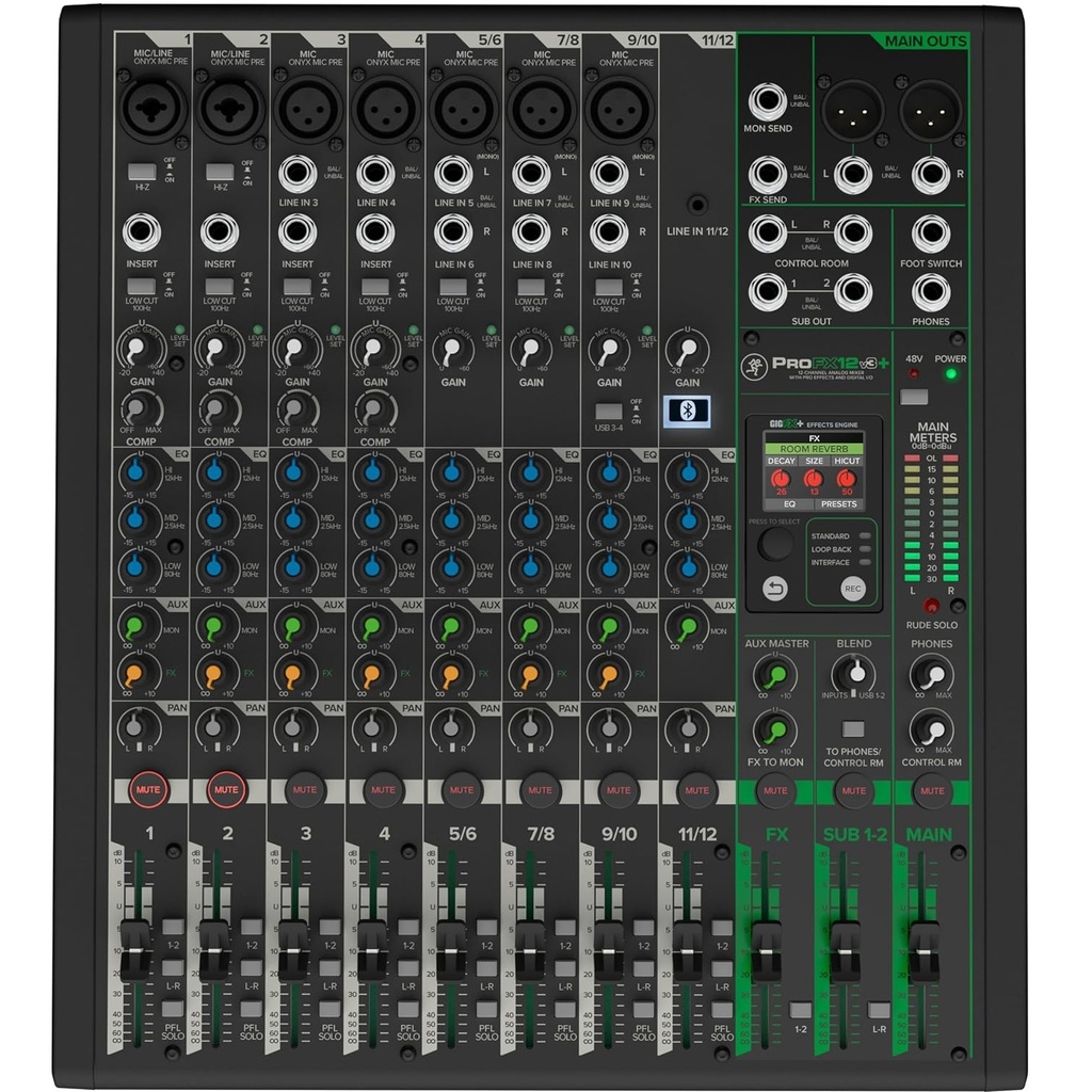 MACKIE PROFX12v3+ PLUS Consola 12 Entradas USB con Bluetooth