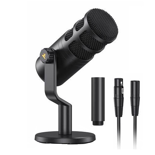 MAONO PD100 Micrófono De Estudio Dinámico XLR para Podcast Con Pedestal de Mesa