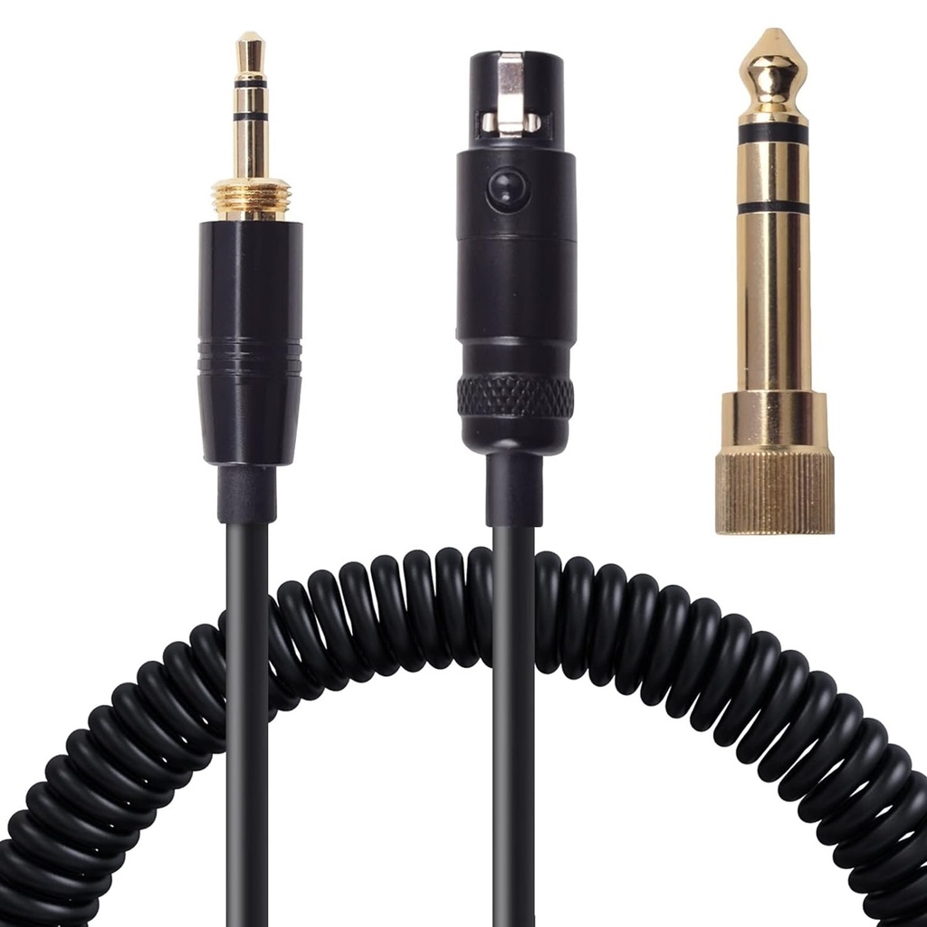 GENERICO Cable Reemplazo para Audífonos AKG K240 en espiral Mini XLR Hembra a Mini Plug