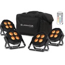 ADJ ELIMINATOR MEGA-FLAT-HEX-L-PAK4 DMX Par Led 4 x 20-Watt RGBLA+UV Combo De 4