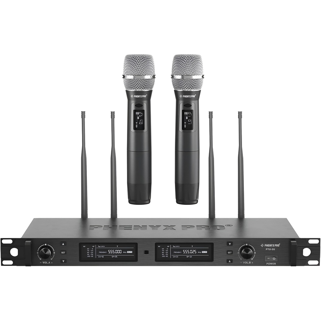 PHENYX PRO PTU-2U MICROFONOS INALAMBRICOS de Mano UHF 2 Canales