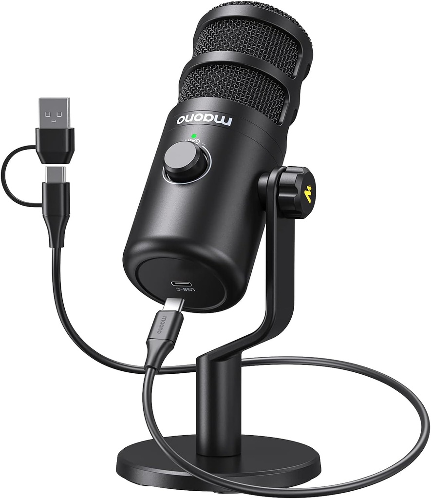 MAONO PD100U Micrófono De Estudio Dinámico USB para Podcast Con Pedestal de Mesa