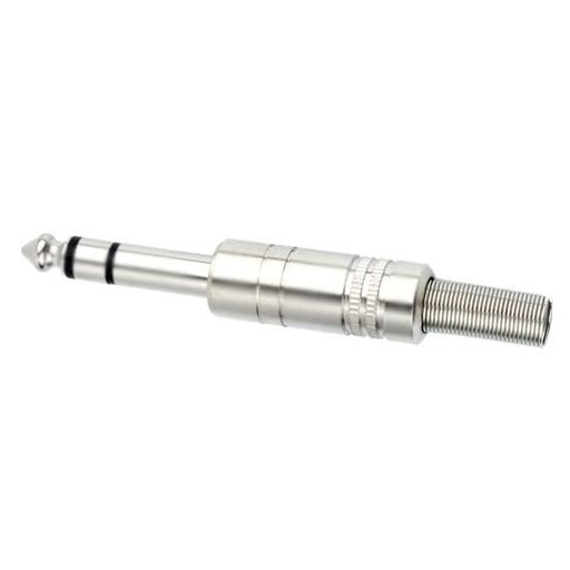 [NC-BE] CONECTOR PLUG 1/4 6.35MM GRANDE ESTEREO METALICO ECONOMICO