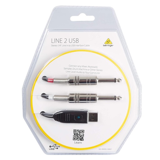 [LINE 2 USB] BEHRINGER LINE 2 USB Cable de Interfaz PLUG Estéreo 1/4" Entrada de Linea a USB